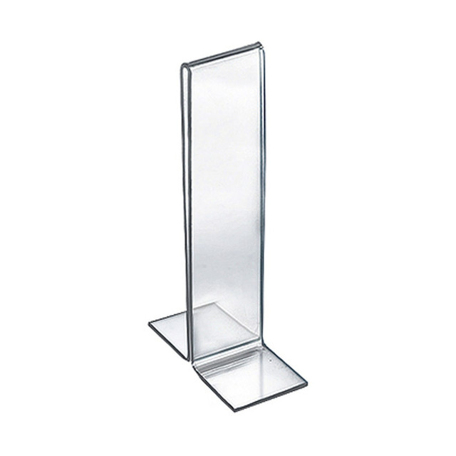 AZAR DISPLAYS 152758  Double-Foot 2-Sided Acrylic Sign Holders, 8inH x 2inW x 3inD, Clear, Pack Of 10 Holders