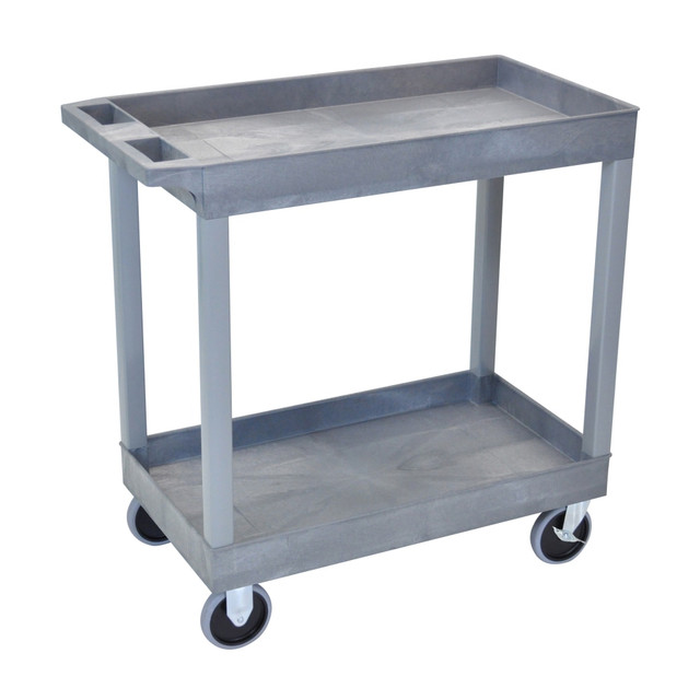 H. WILSON/ LUXOR FURNITURE EC11HD-G Luxor E-Series 2-Shelf Tub Cart, 35 1/4inH x 32inW x 18inD, Gray