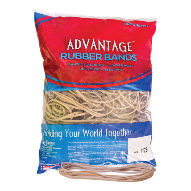 ALLIANCE RUBBER CO 27404 Alliance Rubber Advantage Rubber Bands, 7in x 1/8in, Natural Crepe, Bag Of 200 ALLIANCE RUBBER CO 27404 Alliance Rubber Advantage Rubber Bands, 7in x 1/8in, Natural Crepe, Bag Of 200