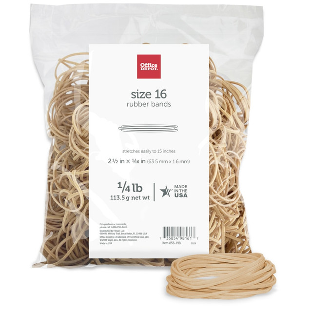 OFFICE DEPOT 2416808  Brand Rubber Bands, #16, 2 1/2in x 1/16in, 1/4 Lb. Bag