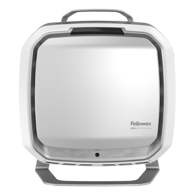 Fellowes AeraMax PureView Pro AM 3 PC HEPA Air Purifier is a 4-stage True HEPA filtration system. It removes 99.97% of all airborne contaminants, including an aerosolized airborne concentration of Human Coronavirus 229E in an independent laboratory testing  (reaching 99.99% airborne reduction within 1 hour of operation).  Delivers 3-5 air changes per hour in 300-550 square feet shared spaces such as waiting rooms and restrooms.  Patented EnviroSmart technology continuously monitors and automatically adjusts performance based on air quality and occupancy.  HEPA filter with antimicrobial treatment removes the source of allergens and irritants by capturing most airborne viruses, bacteria, mold and pollen.  Low decibel level ensures the air purifierss operation does not disrupt your daily workflow.  Portable design can move from room to room with ease.  Backed by the manufacturers 5-year limited warranty.  Energy efficient - designed to use less energy than alternative products, potentially helping you save money and reduce your carbon footprint.