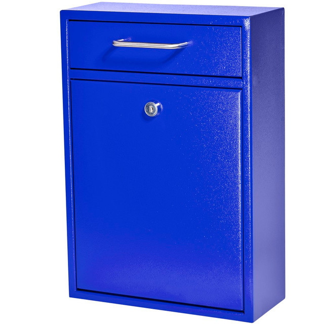 MAIL BOSS LOCKING SECURITY MAILB 7424 Mail Boss Locking Security Drop Box, 16-1/4inH x 11-1/4inW x 4-3/4inD, Bright Blue