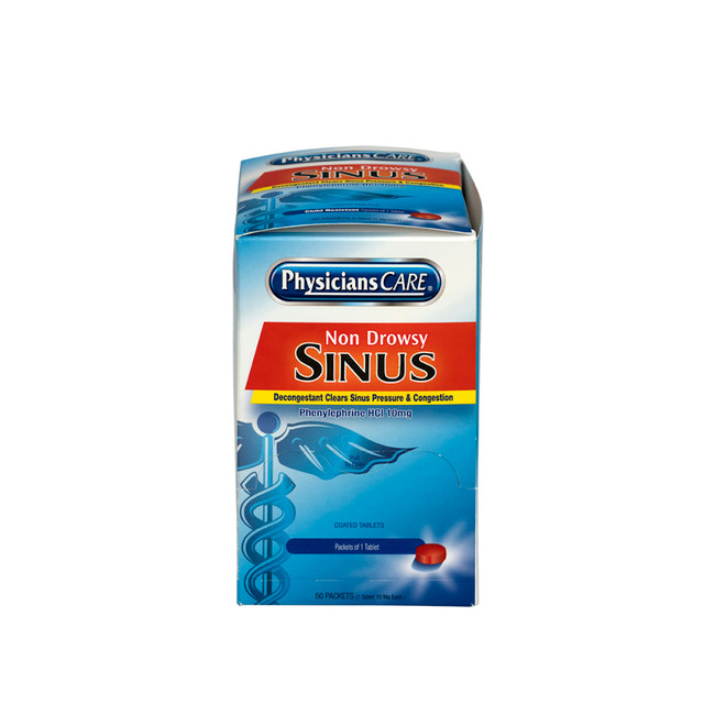 ACME UNITED CORPORATION 90087 PhysiciansCare Sinus Decongestant Congestion Medication, 1 Tablet Per Packet, Box Of 50 ACME UNITED CORPORATION 90087 PhysiciansCare Sinus Decongestant Congestion Medication, 1 Tablet Per Packet, Box Of 50