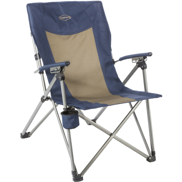 NATIONAL NUTRIENTS, INC. CC133 Kamp-Rite Hard Arm Reclining Chair, Tan/Blue