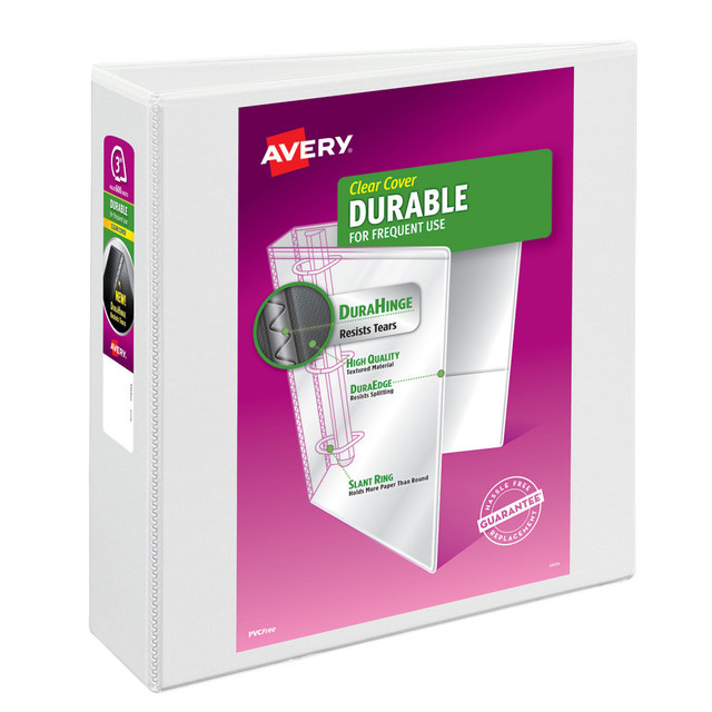 AVERY PRODUCTS CORPORATION 9701 Avery Durable Clear View 3 Ring Binders, 3 Inch EZD Rings, White, 1 Binder AVERY PRODUCTS CORPORATION 9701 Avery Durable Clear View 3 Ring Binders, 3 Inch EZD Rings, White, 1 Binder