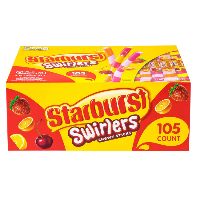 WM. WRIGLEY JR. COMPANY 427591 Starburst Swirlers Chewy Candy Sticks, Original, Pack Of 105 Sticks