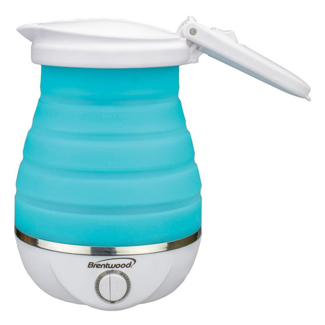 BRENTWOOD APPLIANCES, INC. 995114263M Brentwood Dual Voltage 3.3-Cup Collapsible Plastic Travel Kettle, Blue