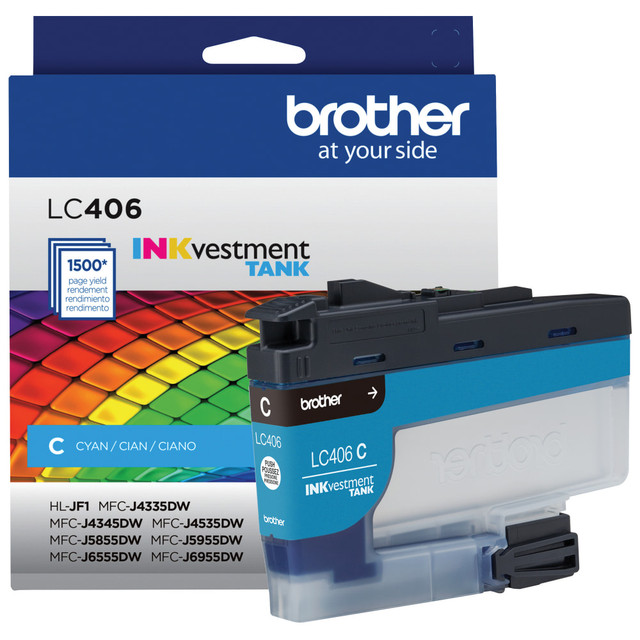 BROTHER INTL CORP LC406CS Brother LC406 INKvestment Cyan Ink Tank, LC406C BROTHER INTL CORP LC406CS Brother LC406 INKvestment Cyan Ink Tank, LC406C