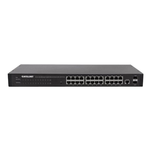 INTRACOM USA, INC. 560917 Intellinet 24-Port Network Switch, 24-Port (RJ45), Rackmount, Gigabit, 4 SFP, Ethernet Web-Smart, 10/100/1000 Mbit - Switch - managed - 24 x 10/100/1000 + 2 x SFP - desktop, rack-mountable