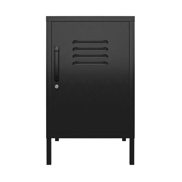 AMERIWOOD INDUSTRIES, INC. Ameriwood Home 2354872COM  Mission District Metal Locker End Table, 27-3/16inH x 15inW x 15-3/4inD, Black