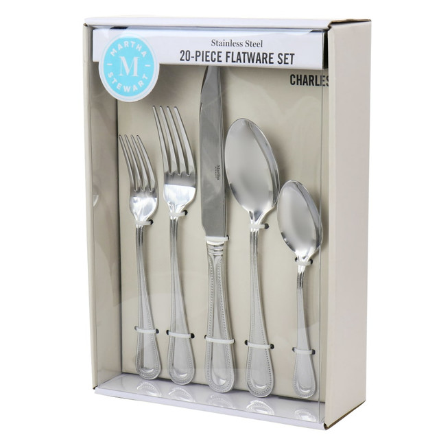 GIBSON OVERSEAS INC. 995117604M Martha Stewart Charles 20-Piece Flatware Set, Silver