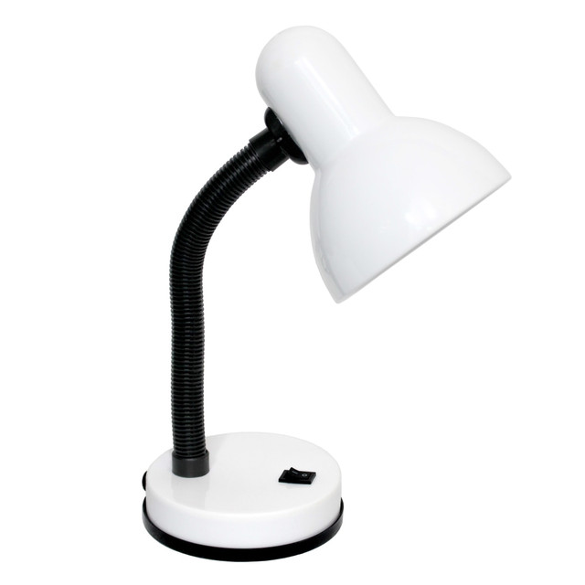 ALL THE RAGES INC CWD-1000-WH Creekwood Home Essentix Metal Desk Lamp With Flexible Gooseneck, 14-1/4inH, White Shade/White Base