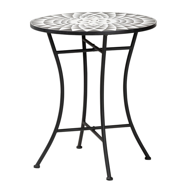 WHOLESALE INTERIORS, INC. Baxton Studio 2721-12128  Callison Modern And Contemporary Outdoor Dining Table, 28inH x 24inW x 24inD, Black/Multicolor