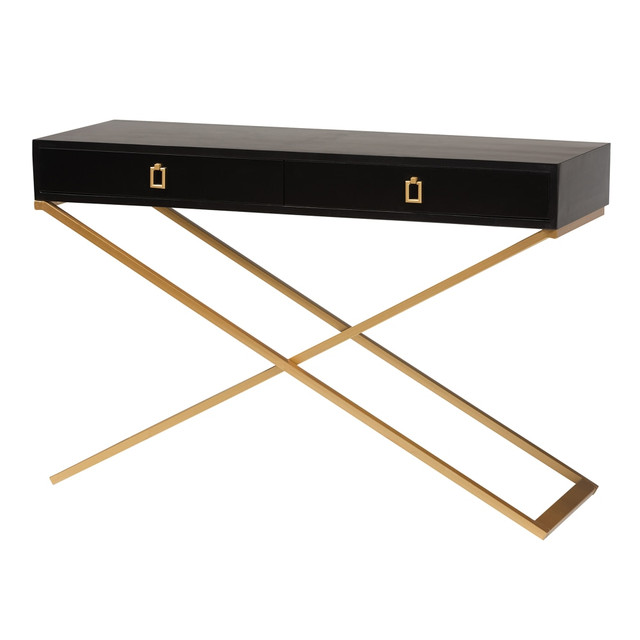 WHOLESALE INTERIORS, INC. 2721-12162 Baxton Studio Madan Modern And Contemporary Console Table, 29-1/2inH x 47-1/4inW x 15-3/4inD, Black/Gold