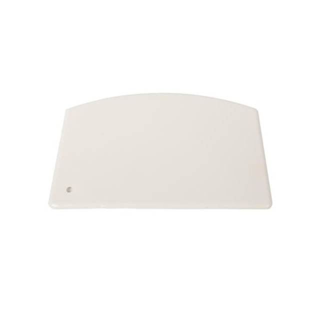 Scrape bowls clean using this Crestware Bowl Scraper. The hard plastic works well for removing every last bit of your mixture, so your recipe can be fully incorporated into the delicious result.  Used to remove food residue.  Made of hard plastic.
