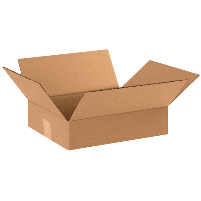 B O X MANAGEMENT, INC. Partners Brand 12103  Flat Corrugated Boxes, 12inL x 10inW x 3inH, Kraft, Pack Of 25