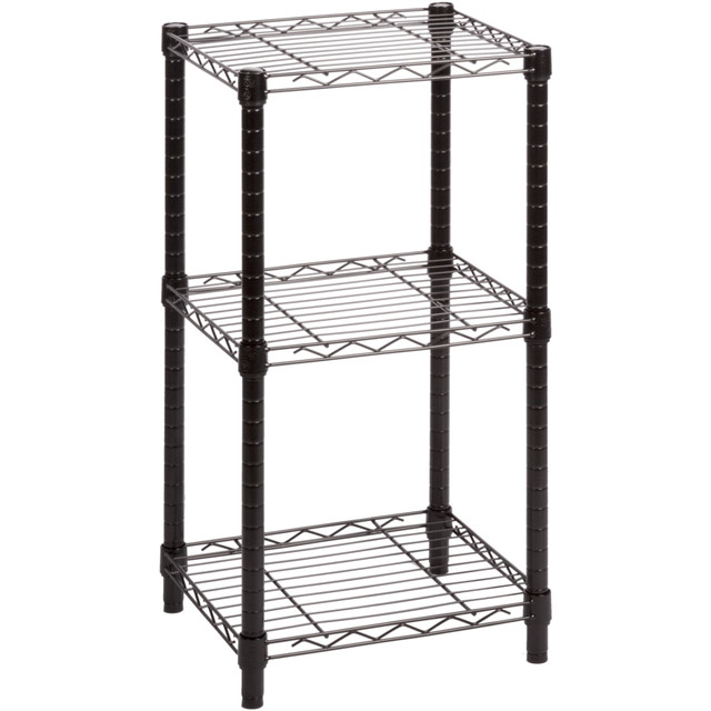 HONEY-CAN-DO INTERNATIONAL, LLC Honey Can Do SHF-09209 Honey-Can-Do Steel Small Adjustable Shelving Unit, 3-Tier, 30inH x 15inW x 14inD, Black