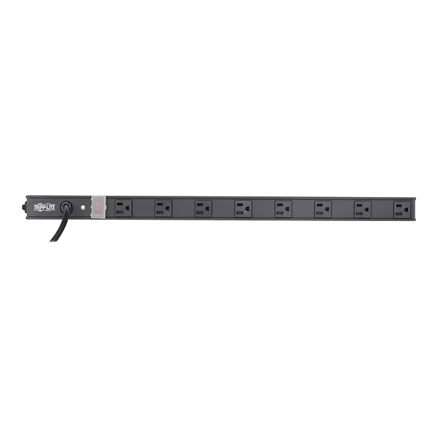 TRIPP LITE PS2408B  8 Outlet Power Strip 5-15R 15ft Cord Vertical 5-15P 24in Black - Power distribution strip - 15 A - AC 120 V - 1800 Watt - input: NEMA 5-15P - output connectors: 8 (NEMA 5-15) - 15 ft cord - black aluminum