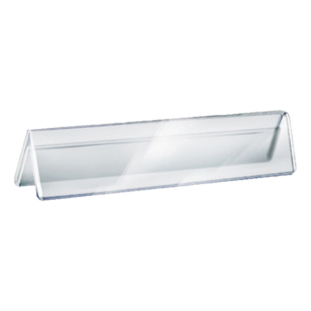 AZAR DISPLAYS 192802  Acrylic Horizontal 2-Sided Nameplates, 2inH x 8-1/2inW x 3inD, Clear, Pack Of 10 Nameplates