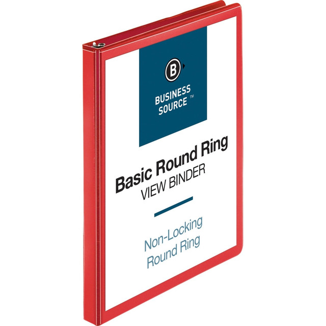SP RICHARDS 09965 Business Source Round Ring Binder, 1/2in Ring, 8 1/2in x 11in, Red SP RICHARDS 09965 Business Source Round Ring Binder, 1/2in Ring, 8 1/2in x 11in, Red