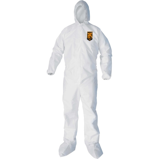 KIMBERLY-CLARK Kleenguard 44332  A40 Coveralls - Zipper Front, Elastic Wrists, Ankles, Hood & Boots - Medium Size - Liquid, Flying Particle Protection - White - Hood, Zipper Front, Elastic Wrist, Elastic Ankle, Breathable, Low Linting - 25 / Carton