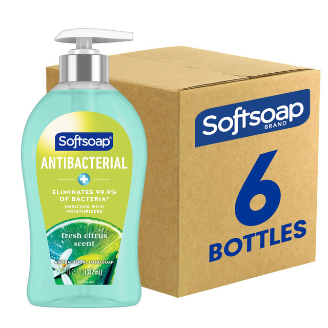 Keeps your hands clean and healthy with this Softsoap antibacterial liquid hand soap. A pump bottle enables seamless, convenient dispensing, while the moisturizers hydrate and nourish your skin. The fresh citrus scent leaves your hands with a pleasant smell. This Softsoap antibacterial liquid hand soap comes in a carton of 6 pieces, providing adequate stock for the future, and the antibacetrial formulation kills germs to help minimize infections.  General-purpose soap for washing hands.  Moisturizing formula hydrates and softens hands.  Pump bottles for simple dispensing.  Leaves behind an appealing fresh citrus scent.  Antibacterial formula kills germs to keep hands sanitary.