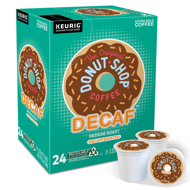Add these Keurig The Original Donut Shop Coffee K-Cup Pods to your beverage area. The classic taste and aromatic flavor suit a wide variety of tastes.  Arabica coffee delivers a bold, classic taste.  Each K-Cup Pod brews up to 12 oz of coffee.  Compatible with most Keurig single-serve coffeemakers.  Certified Orthodox Union Kosher to accommodate special dietary needs.  Each pack includes 24 pods.