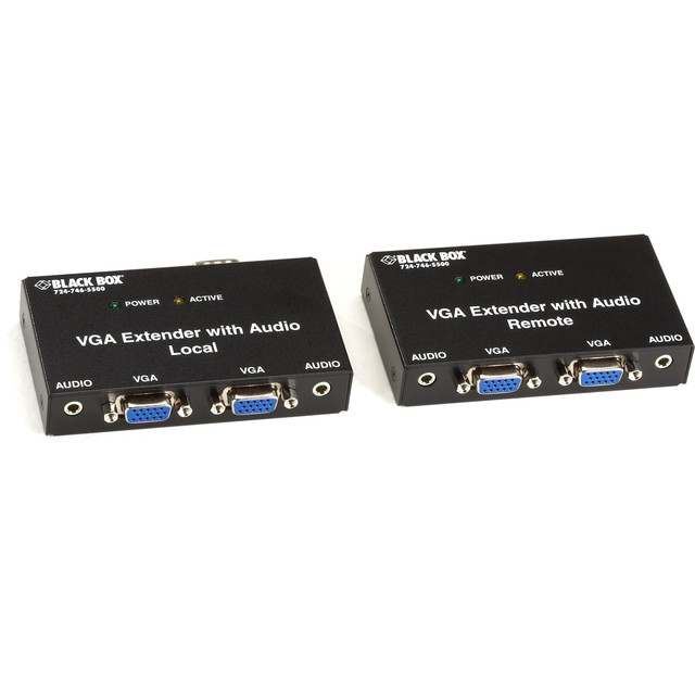 BLACK BOX CORPORATION Black Box AC556A-R2  VGA Extender Kit with Audio, 2-Port Local, 2-Port Remote - 1 Input Device - 4 Output Device - 500 ft Range - 2 x Network (RJ-45) - 1 x VGA In - 4 x VGA Out - XGA - 1024 x 768 - Twisted Pair - Category 6