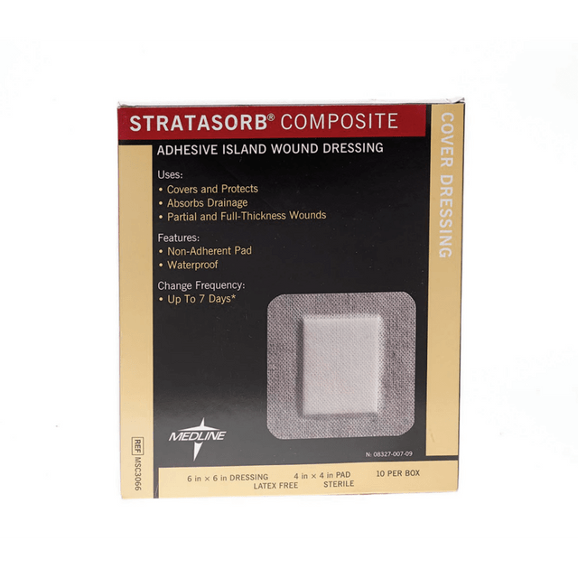 MEDLINE INDUSTRIES, INC. Medline MSC3066  Stratasorb Composite Island Dressings, 6in x 6in, White, Box Of 10, Case Of 10 Boxes