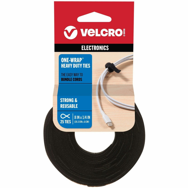VELCRO USA INC 91141 VELCRO Brand VELCRO Brand Reusable Self-Gripping Cable Ties - Tie - Black - 25 Pack VELCRO USA INC 91141 VELCRO Brand VELCRO Brand Reusable Self-Gripping Cable Ties - Tie - Black - 25 Pack