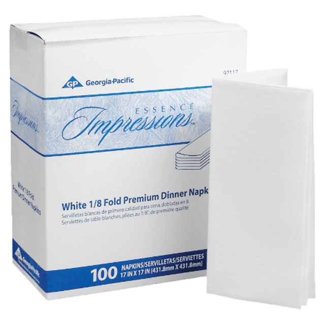 ADVANTUS CORP. 92117 Georgia-Pacific Essence 1-Ply Replacement Linen Napkins, 17in x 17in, White, 100 Napkins Per Pack, Case Of 4 Packs ADVANTUS CORP. 92117 Georgia-Pacific Essence 1-Ply Replacement Linen Napkins, 17in x 17in, White, 100 Napkins Per Pack, Case Of 4 Packs