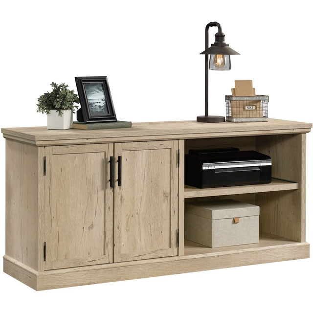 SAUDER WOODWORKING CO. Sauder 427018  Aspen Post 65inW Credenza Computer Desk, Prime Oak