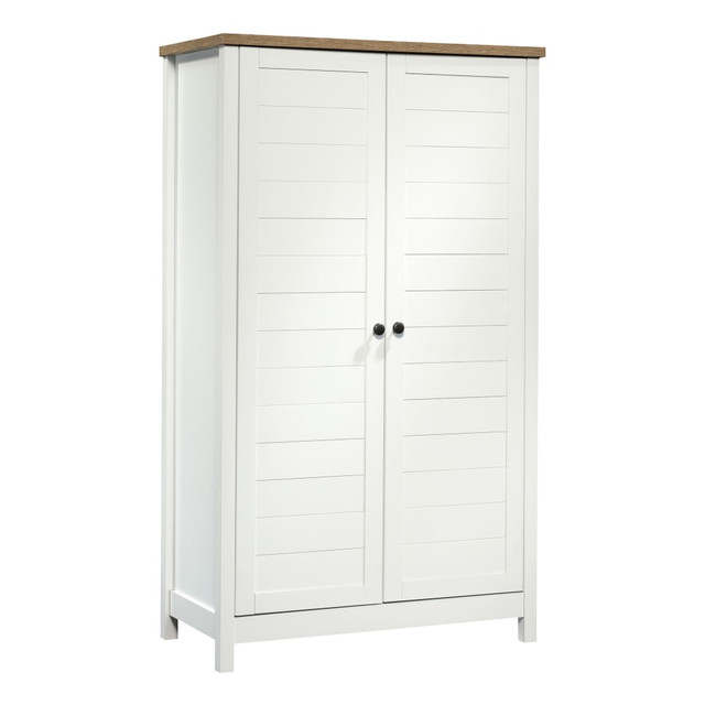 SAUDER WOODWORKING CO. 423509 Sauder Cottage Road 61inH Traditional Style Storage Cabinet, Soft White/Lintel Oak SAUDER WOODWORKING CO. 423509 Sauder Cottage Road 61inH Traditional Style Storage Cabinet, Soft White/Lintel Oak