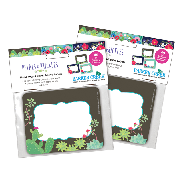 BARKER CREEK PUBLISHING, INC. 4275 Barker Creek Self-Adhesive Name Tag Labels, 2-3/4in x 3-1/2in, Petals & Prickles, 45 Labels Per Pack, Set Of 2 Packs BARKER CREEK PUBLISHING, INC. 4275 Barker Creek Self-Adhesive Name Tag Labels, 2-3/4in x 3-1/2in, Petals & Prickles, 45 Labels Per Pack, Set Of 2 Packs
