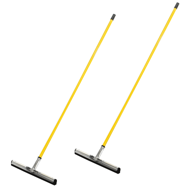 ADIR CORP. Alpine ALP441-18-ST-2PK  Dual Moss Heavy-Duty Floor Squeegees, 18in, 50in Handle, Yellow, Pack Of 2 Squeegees