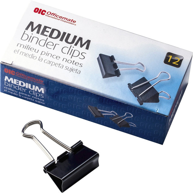 12 clips/box; 12 box/pack  Ideal for temporary binding or fold flat for everyday use  Each clip is made with a corrosion-resistant coating  Medium - 1.25inW; 0.62in sheet capacity  Durable clips offer wire handles for upright hanging