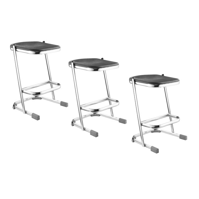 OKLAHOMA SOUND CORPORATION 6624/3 National Public Seating Elephant Task Z-Stool, Black Seat/Chrome Frame, Quantity: 3