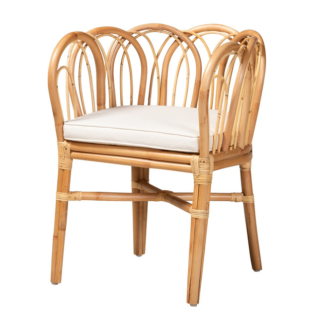 WHOLESALE INTERIORS, INC. bali &amp; pari 2721-11868 bali & pari Melody Rattan Dining Chair, Natural/White