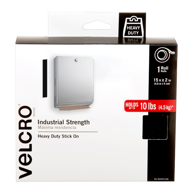 VELCRO USA INC 90197 VELCRO Brand Industrial Strength Velcro Self Stick Tape, 2in x 15ft, Black