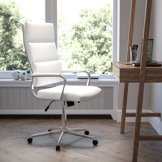 FLASH FURNITURE BT20595H2WH LeatherSoft Faux Leather High-Back Contemporary Executive Office Chair, White FLASH FURNITURE BT20595H2WH LeatherSoft Faux Leather High-Back Contemporary Executive Office Chair, White