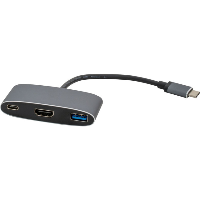 VISIONTEK 901356  USB-C to HDMI, USB & USB-C with Power Delivery Adapter - 1 x Type C USB Male - 1 x HDMI Digital Audio/Video Female, 1 x Type A USB Female, 1 x Type C USB Female - 3840 x 2160 Supported