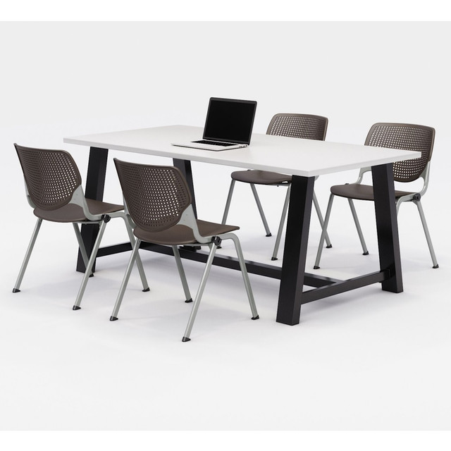 KFI FURNITURE, LLC 840031900319 KFI Studios Midtown Table With 4 Stacking Chairs, Designer White/Brownstone KFI FURNITURE, LLC 840031900319 KFI Studios Midtown Table With 4 Stacking Chairs, Designer White/Brownstone