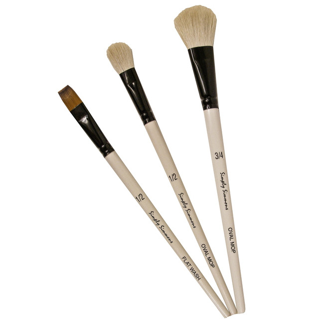 DALER-ROWNEY LTD 255300005 Robert Simmons Simply Simmons Value Paint Brush Set, Mop Up, Assorted Sizes, Assorted Bristles, White, Set Of 3 DALER-ROWNEY LTD 255300005 Robert Simmons Simply Simmons Value Paint Brush Set, Mop Up, Assorted Sizes, Assorted Bristles, White, Set Of 3