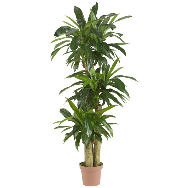 NEARLY NATURAL INC. Nearly Natural 6584  57inH Real-Touch Silk Corn Stalk Dracaena Plant With Pot, Green