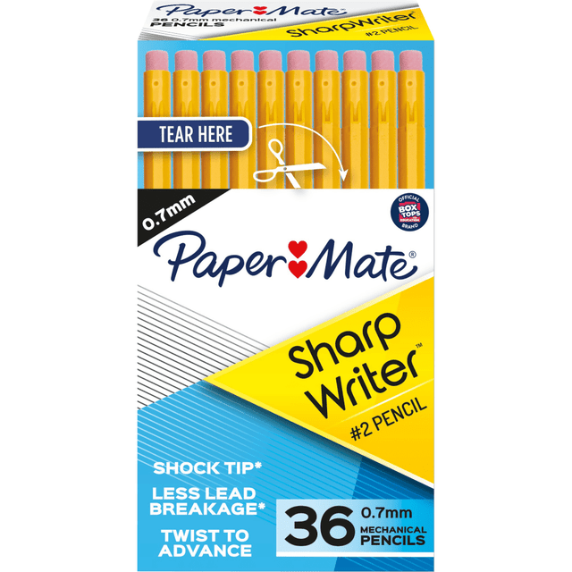 NEWELL BRANDS INC. 1921221 Paper Mate SharpWriter Mechanical Pencils, 0.7 mm, Yellow Barrel, Pack Of 36 Pencils