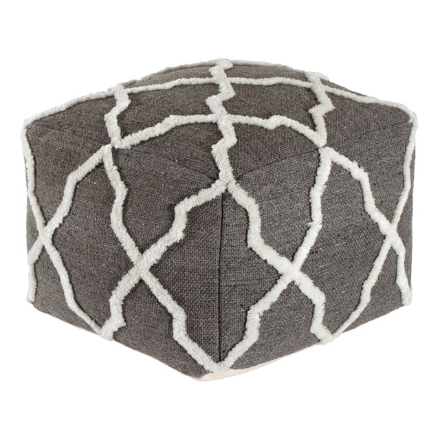 GFH ENTERPRISES INC. Anji Mountain AMBPF017-2014  Diamond Joe Pouf Ottoman, Gray/Ivory