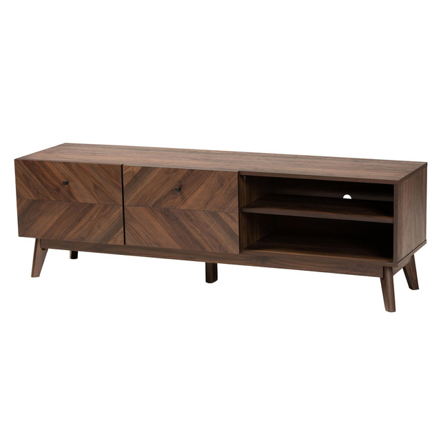 WHOLESALE INTERIORS, INC. 2721-12377 Baxton Studio Hartman TV Stand For 62.25in TVs, Walnut Brown