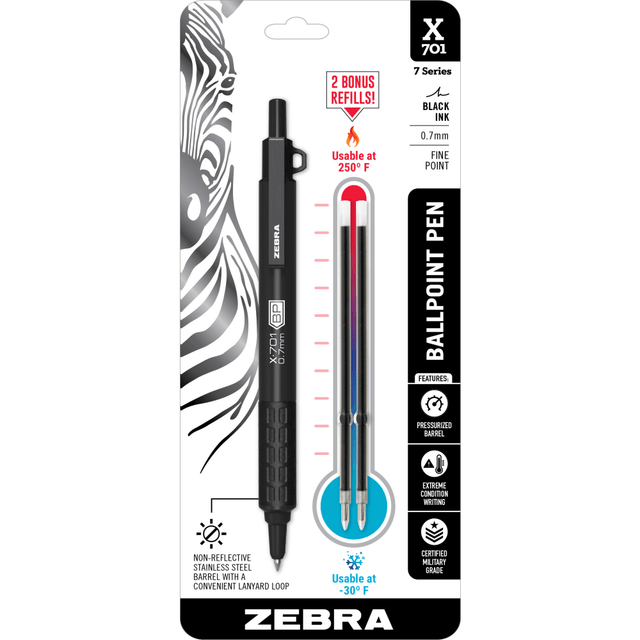 ZEBRA PEN CORP 29811 Zebra Pen X-701 Retractable Ballpoint Pen, Fine Point, 0.7 mm, Matte Black Barrel, Black Ink ZEBRA PEN CORP 29811 Zebra Pen X-701 Retractable Ballpoint Pen, Fine Point, 0.7 mm, Matte Black Barrel, Black Ink