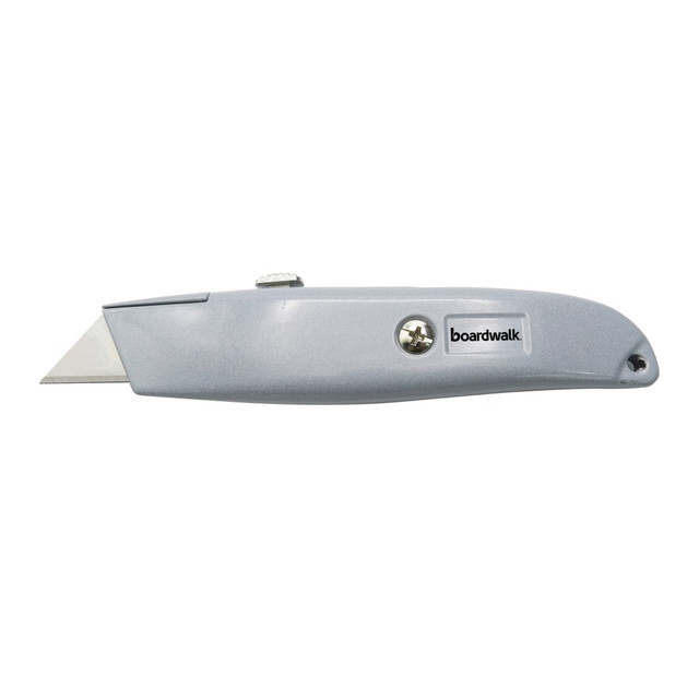 GEN BWKUKNIFE45 Boardwalk Straight-Edge Retractable Metal Utility Knife, Gray