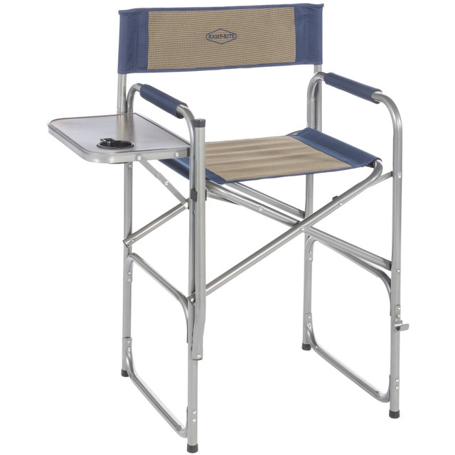 NATIONAL NUTRIENTS, INC. CC125 Kamp-Rite High-Back Director's Chair With Side Table, Tan/Blue